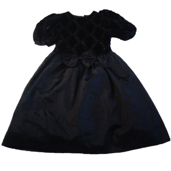 SYLVIA WHYTE Girls 7 BLACK SPARKLE SEQUIN DRESS holidays Christmas Halloween wed - Picture 3 of 15